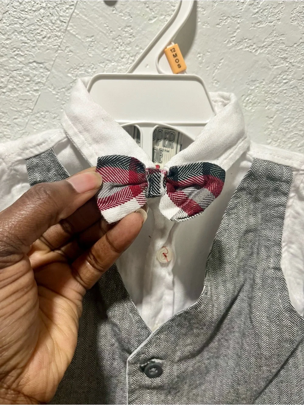 Dapper Dude Gray Vest Set with White Shirt and Bow Tie